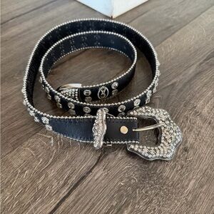Womens Christine Alexander Sz XLarge Belt Leather Black Studded Cowgirl Bling